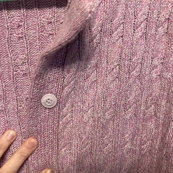 LL Bean Lg Double L Cardigan Cotton. Heathered - Picture 6 of 7